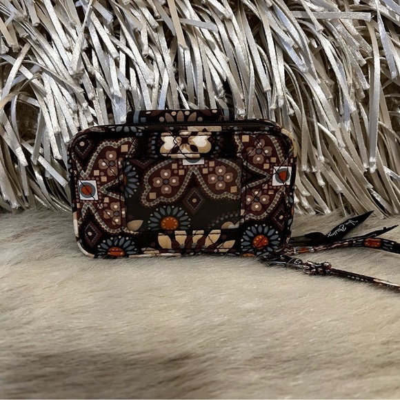 VERA BRADLEY Canyon 2012 Smartphone Wristlet Brown Orange Floral Lippies - Picture 6 of 11
